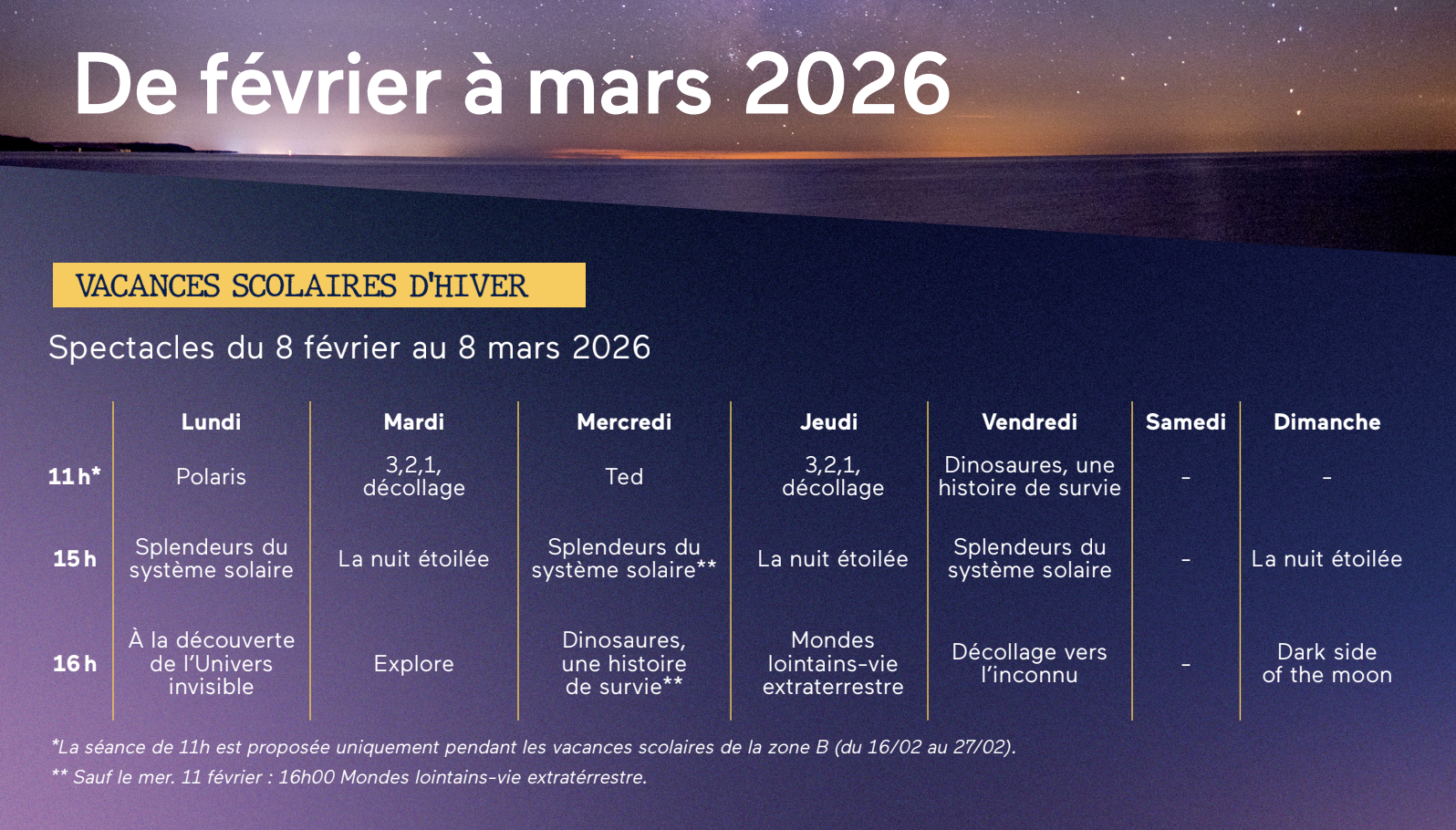 Programme spectacles planétarium 26